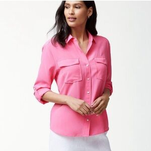 Tommy Bahama 100% Silk Long Sleeve Button Up Blouse Top M